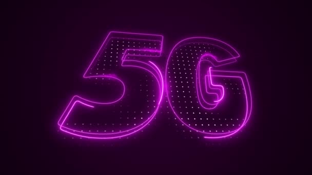 Neon Pink Mobile Data Internet Icon Moving Outline Loop Achtergrond — Stockvideo