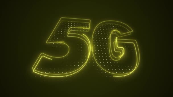 Neon Yellow Mobile Data Internet Icon Moving Outline Loop Background — стоковое видео