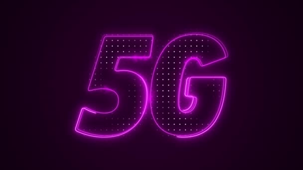 Neon Pink Mobile Data Internet Icon Outline Loop Achtergrond — Stockvideo