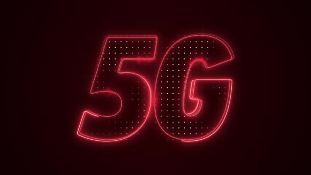 Neon Red Mobile Data Internet Icon Outline Background — стоковое видео