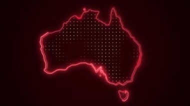 Neon Kırmızı Avustralya Haritası Sınır Çizgisi Döngü Arkaplanı