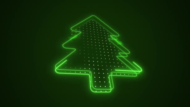 Neon Verde Albero Natale Outline Loop Sfondo — Video Stock