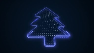 Neon Mavisi Noel Ağacı 3D Taşıma Ana Hattı Döngü Arkaplanı