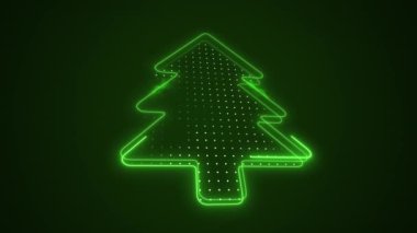 Neon Yeşil Noel Ağacı 3D Taşıma Ana Hattı Döngü Arkaplanı