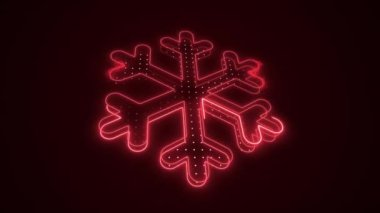 Neon Kırmızı Kar Tanesi Dekorasyonu 3B Taşıma Ana Hattı Döngüsü Arkaplanı