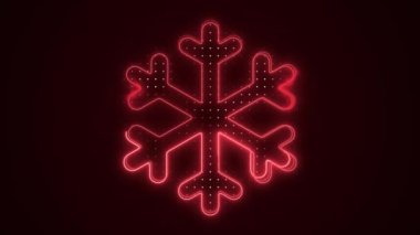 Neon Kırmızı Kar Tanesi Dekorasyonu Ana Hattı Döngü Arkaplanı