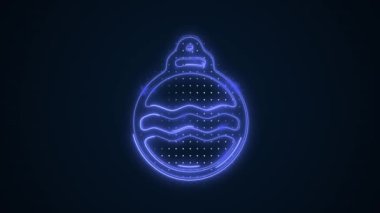 Neon Blue Noel Ağacı Dekorasyonu Ana Hattı Döngü Arkaplanı. Neon Mavi Renkli Noel Ağacı Dekorasyonu Kusursuz Döngüsüz Karanlık Arkaplan. Noel Ağacı Dekorasyonu Özeti.