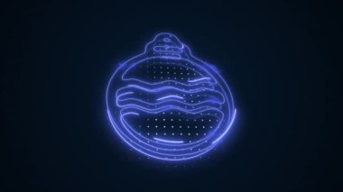 Neon Blue Noel Ağacı Dekorasyonu 3D Taşıma Dış Hattı Döngüsü Arkaplanı. Neon Mavi Renkli Noel Ağacı Dekorasyonu 3D Taşıma Taslağı Kusursuz Döngüsüz Karanlık Arkaplan. Noel Ağacı Dekorasyonu 3D Taşıma Hattı.