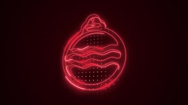 Neon Red Christmas Tree Decoration Moving Outline Loop Background Neon — Vídeo de Stock