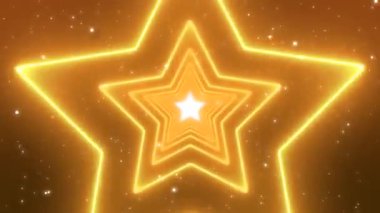 Neon Gold Star Parlak Tünel Arkaplan Döngüsü