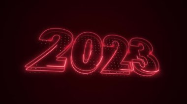 Neon Kırmızı 2023 Yıl Simgesi 3B Ana Hattı Döngü Arkaplanı