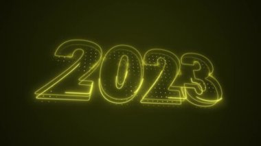 Neon Yellow 2023 Yıl Simgesi 3B Ana Hatlar Arkaplanı