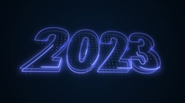 Neon Mavi 2023 Yıl Simgesi 3D Taşıma Ana Hattı Döngü Arkaplanı