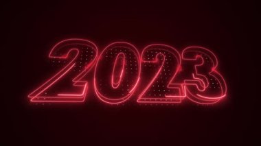 Neon Kırmızı 2023 Yıl Simgesi 3D Taşıma Ana Hattı Döngü Arkaplanı