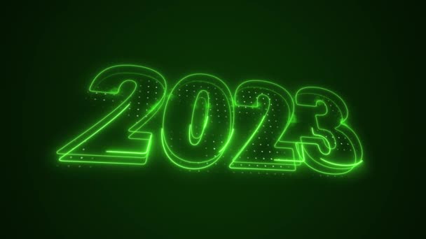 ネオングリーン2023年アイコン3D概要ループの背景 — ストック動画