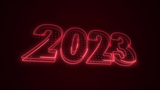 ネオンレッド2023年アイコン3D概要ループの背景 — ストック動画