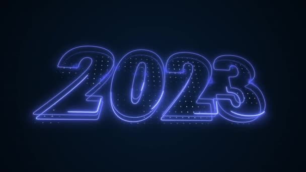 Bleu Fluo 2023 Année Icône Moving Outline Fond Boucle — Video