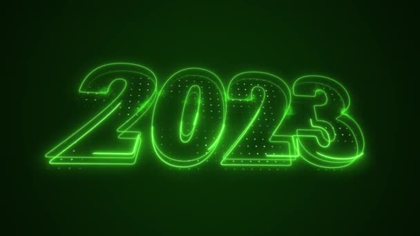 Vert Fluo 2023 Année Icône Moving Outline Fond Boucle — Video