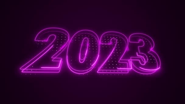 Neon Pink 2023 Ikonen Rörliga Kontur Loop Bakgrund — Stockvideo