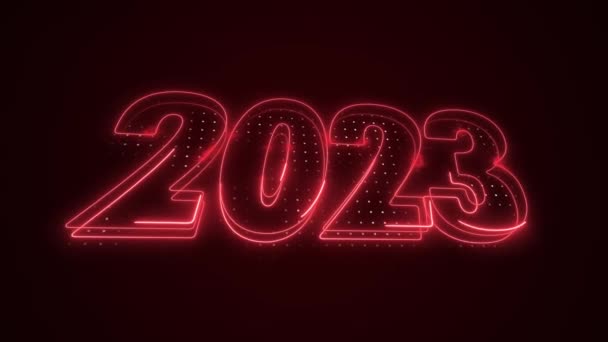 Rouge Fluo 2023 Année Icône Moving Outline Fond Boucle — Video