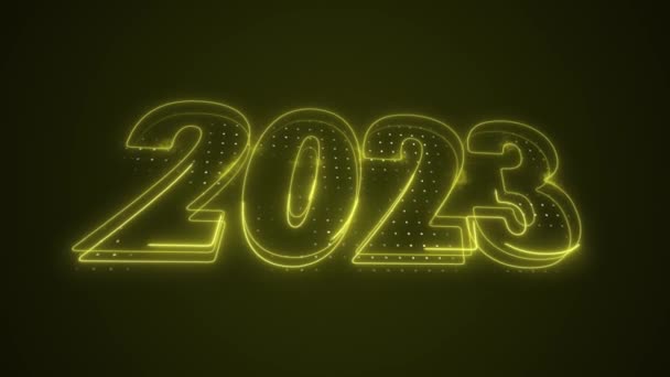 Neon Yellow 2023 Year Icon Moving Outline Loop Background — Stock Video