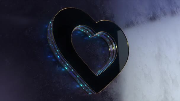 Реалистичный Блестящий Золотое Сияющее Сердце Анимации Романтическое Резюме День Святого — стоковое видео