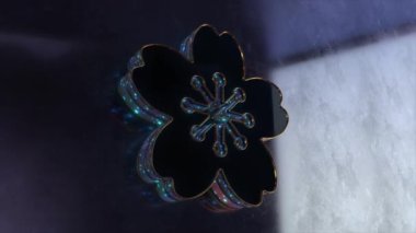 3D Golden Blue Chinese Japanese Cherry Blossom Sakura Flower Animation Abstract Background.