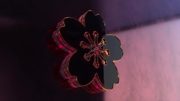 Golden Red Chinese Japanese Cherry Blossom Sakura Flower Animation Abstract — Video Stock