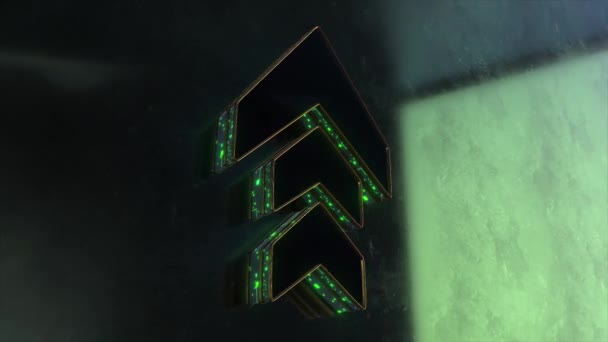 Golden Green Shiny Arrow Δείχνοντας Animation Abstract Background Λογότυπο Βέλους — Αρχείο Βίντεο