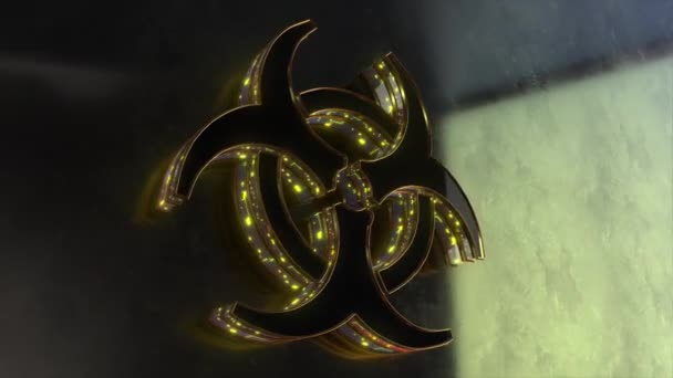 Toxic Waste Icon Symbol Golden Yellow Logo Animation Abstract Background — Stok Video