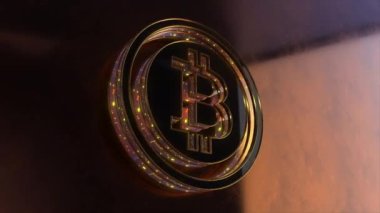 3D Bitcoin Icon Symbol Yellow Logo Animation Abstract Background 4K