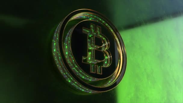 Bitcoin Icon Symbol Green Logo Animation Abstract Background — Vídeo de stock