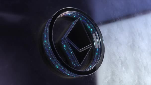 Ethereum Icon Symbol Blue Logo Animation Abstract Background — Stockvideo