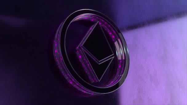 Эфириум Икона Символ Розовый Логотип Анимации Абстрактный Фон — стоковое видео