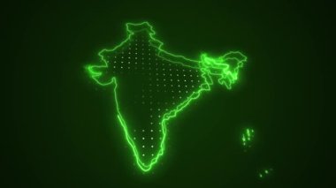 Neon Green India Harita Sınırları Dış Hatlar Arkaplanı. Neon Green Colored India Harita Sınır Çizgileri Kusursuz Döngüsüz Karanlık Arkaplan. Hindistan Neon Haritası Sınır Çizgileri.