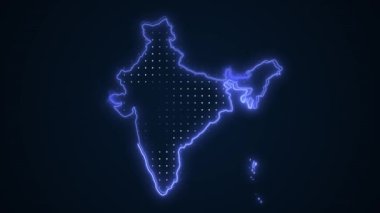 Neon Blue India Harita Sınırları Dış Hatlar Arkaplanı. Neon Blue Colored India Harita Sınırları Kusursuz Döngüsüz Karanlık Arkaplan. Hindistan Neon Haritası Sınır Çizgileri.