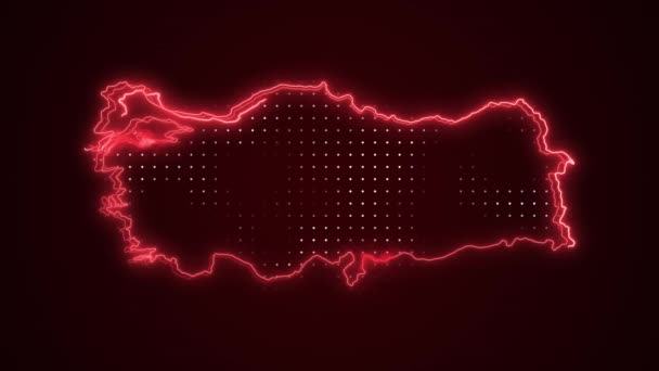 Карта Неон Червона Туреччина Межі Кордонів Outline Loop Background Neon — стокове відео