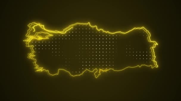 Neon Yellow Turkey Map Borders Outline Loop Background Jaune Fluo — Video