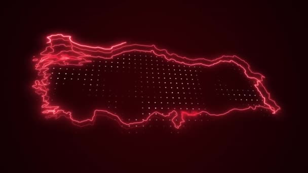 Карта Неон Червона Туреччина Межі Кордонів Outline Loop Background Neon — стокове відео