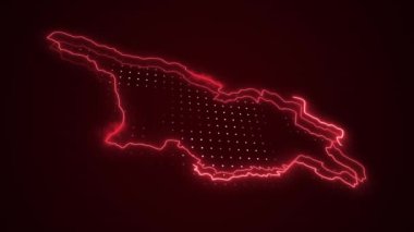 Neon Red Georgia Haritası Çevre Çizgisi Döngü Arkaplanı. Neon Red Colored Georgia Haritası Sınırları Kusursuz Döngüsüz Karanlık Arkaplan. Georgia Neon Haritası Sınır Çizgileri.