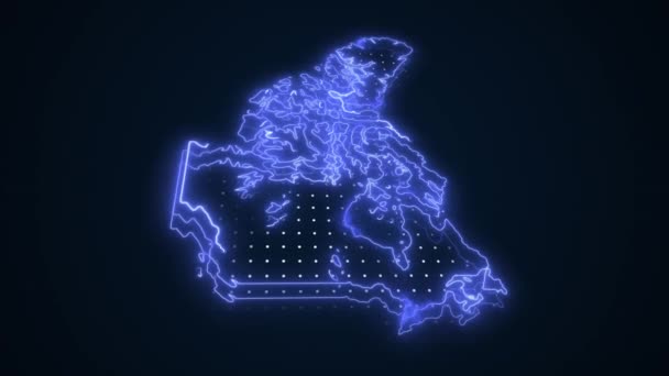 Neon Blue Canada Map Borders Outline Loop Hintergrund Neon Blue — Stockvideo