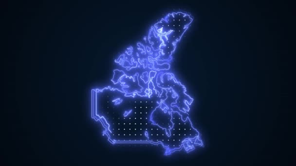 Neon Blue Canada Map Borders Outline Loop Achtergrond Neon Blue — Stockvideo