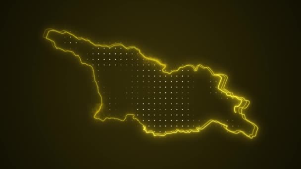 Neon Yellow Georgia Mapa Ohraničení Obrys Pozadí Neon Žluté Barvy — Stock video