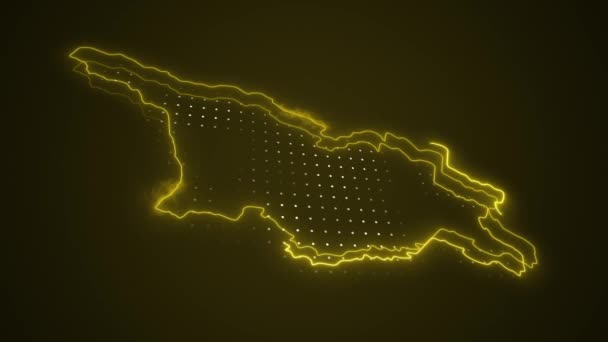 Neón Amarillo Georgia Mapa Fronteras Esquema Bucle Fondo Neon Yellow — Vídeos de Stock