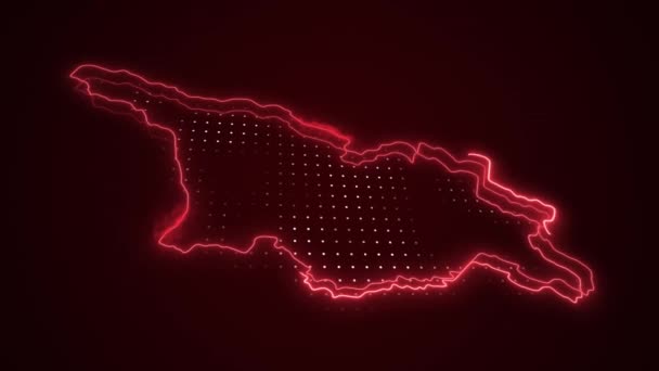 Neon Red Georgia Map Borders Outline Loop Achtergrond Neon Red — Stockvideo