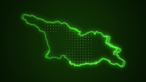 Neon Green Georgia Map Borders Outline Loop Achtergrond Neon Green — Stockvideo