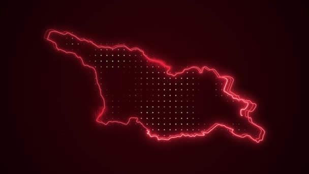 Neon Červená Georgia Mapa Ohraničení Ohraničení Pozadí Neon Červená Barva — Stock video