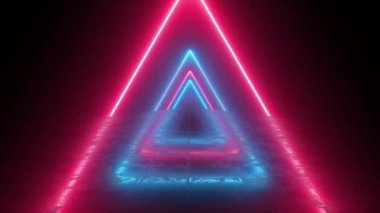 Üçgen şekilli figürler Neon Tüneli Mavi ve Kırmızı Duvar Kağıdı Arkaplanı. Müzik düzenlemeleri, görselleştiriciler, festivaller, kulüp geçmişleri ve daha fazlası için iyidir.!