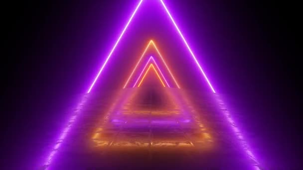 Τρίγωνο Σχηματοποιημένα Σχήματα Νέον Σήραγγα Κίτρινο Και Ροζ Ταπετσαρία Φόντο — Αρχείο Βίντεο