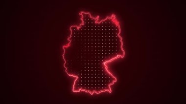 Neon Kızıl Almanya Sınır Çizgisi Döngü Arkaplanı Haritası. Neon Red Colored Almanya Haritası Sınırları Kusursuz Döngüsüz Karanlık Arkaplan. Almanya Neon Haritası Sınır Çizgileri.